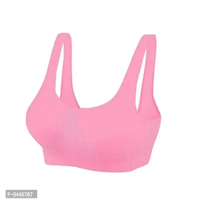 INDIROCKS Women Yoga Bra Running Bra Sports Bra Stretchable Non-Padded and Non-Wired Bra for Women/Girls, Freesize Baby Pink-thumb2