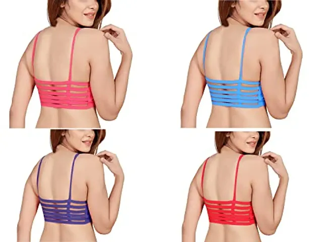 INDIROCKS Women's Nylon, Spandex & Padded Non-Wired T-Shirt Bra - Pack of 4