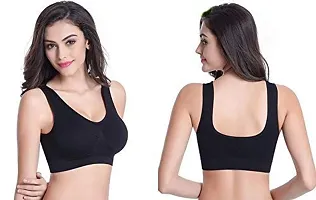 INDIROCKS Women Yoga Bra Running Bra Sports Bra Stretchable Non-Padded and Non-Wired Bra for Women/Girls, Freesize Black-thumb2