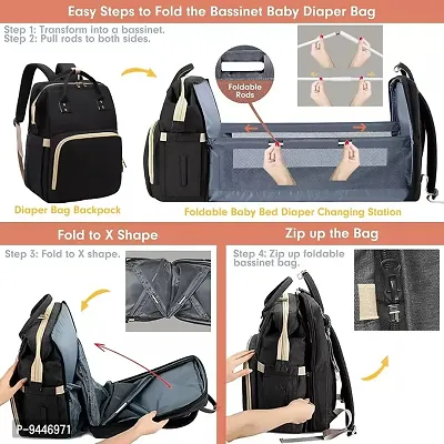 IndiRocks Diaper Bag Backpack Foldable Mummy Bag bagpack Waterproof, Washable for Girls and Boys-Black-thumb4