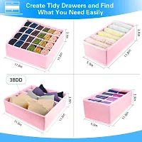 Closet Underwear Organizer Drawer Divider 4 Set, Fabric Foldable Cabinet Closet Bra Organizers and Storage Boxes for Storing Socks, Underpants Panties,Ties Divider - Pink-thumb4