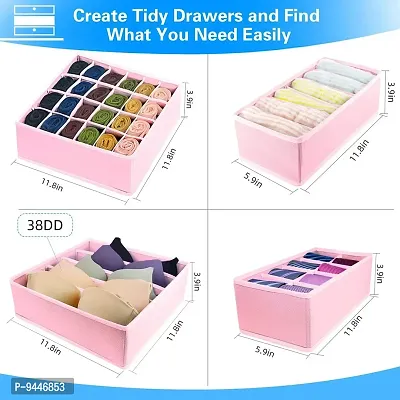 Closet Underwear Organizer Drawer Divider 4 Set, Fabric Foldable Cabinet Closet Bra Organizers and Storage Boxes for Storing Socks, Underpants Panties,Ties Divider - Pink-thumb5