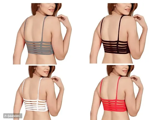 INDIROCKS Women's Nylon, Spandex & Cotton Padded Non-Wired T-Shirt Bra - Pack of 4