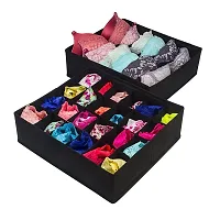 Closet Underwear Organizer Drawer Divider 4 Set, Fabric Foldable Cabinet Closet Bra Organizers and Storage Boxes for Storing Socks, Underpants Panties,Ties Divider - Black-thumb1