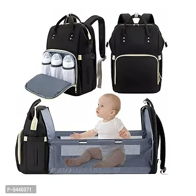 IndiRocks Diaper Bag Backpack Foldable Mummy Bag bagpack Waterproof, Washable for Girls and Boys-Black-thumb0