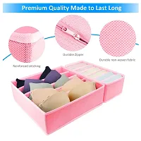 Closet Underwear Organizer Drawer Divider 4 Set, Fabric Foldable Cabinet Closet Bra Organizers and Storage Boxes for Storing Socks, Underpants Panties,Ties Divider - Pink-thumb2