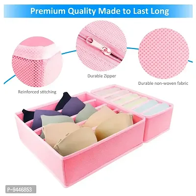 Closet Underwear Organizer Drawer Divider 4 Set, Fabric Foldable Cabinet Closet Bra Organizers and Storage Boxes for Storing Socks, Underpants Panties,Ties Divider - Pink-thumb3