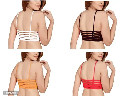 INDIROCKS Women's Nylon, Spandex & Cotton Padded Non-Wired T-Shirt Bra - Pack of 4