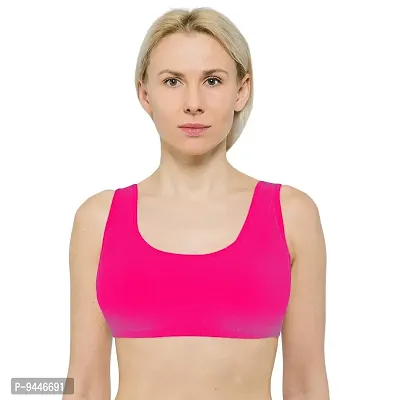 INDIROCKS Women Yoga Bra Running Bra Sports Bra Stretchable Non-Padded and Non-Wired Bra for Women/Girls, Freesize Pink