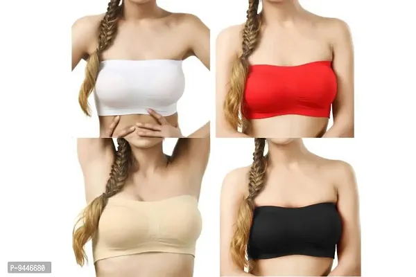 Great Deals Women's Seamless Non-Padded Wire-free Tube Bra - Pack of 4