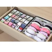 Closet Underwear Organizer Drawer Divider 4 Set, Fabric Foldable Cabinet Closet Bra Organizers and Storage Boxes for Storing Socks, Underpants Panties,Ties Divider - Brown-thumb1