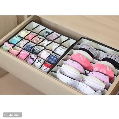 Closet Underwear Organizer Drawer Divider 4 Set, Fabric Foldable Cabinet Closet Bra Organizers and Storage Boxes for Storing Socks, Underpants Panties,Ties Divider - Brown-thumb2