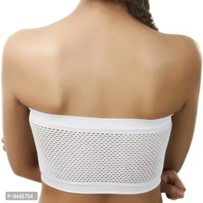 INDIROCKS Gdeals Women Tube Bra Seamless Tube Bra Wire Free Bra Strapless Non Padded Tube Bra- Free Size White-thumb2