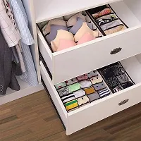 Closet Underwear Organizer Drawer Divider 4 Set, Fabric Foldable Cabinet Closet Bra Organizers and Storage Boxes for Storing Socks, Underpants Panties,Ties Divider- Beige-thumb1