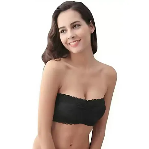 Womens Lace Tube Strapless Padded Bra