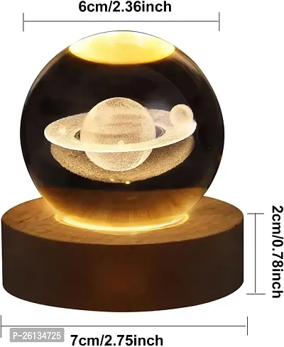 RAJA DHIRAJ 3D Planet Crystal Ball,3D Crystal Ball Night Lamp,Romantic Universe Planet Sphere with Wood LED Light Base Kid Education Decorative Glass Ball-thumb5