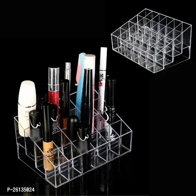 TAKSH ENTERPRISE (24 Lipstick Stand Cross) 24 Grid Squares Trapezoid Holder Lipstick Lip Gloss Nail Polish Shelf Stand Case Organizer Cosmetic Shelf Tool Lipstick Holder Case Acrylic Material Box-thumb5