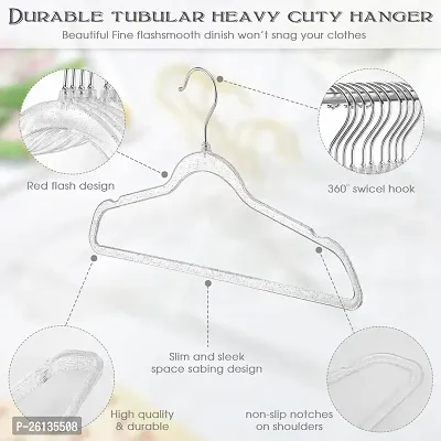 RAJA DHIRAJ Clear Acrylic Plastic Glitter Coat Hanger Bling Space Saving Suit Hangers Heavy Duty Clothes Hanger with Swivel Hook Non Slip Notches for Adult Closet-thumb3