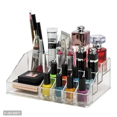 TAKSH ENTERPRISE 1-Drawers and 16 Compartment Cosmetic Makeup Jewellery Lipstick Storage Organizer Holder Box, Transparent