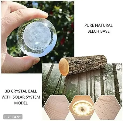 RAJA DHIRAJ 3D Planet Crystal Ball,3D Crystal Ball Night Lamp,Romantic Universe Planet Sphere with Wood LED Light Base Kid Education Decorative Glass Ball-thumb3