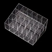 TAKSH ENTERPRISE (24 Lipstick Stand Cross) 24 Grid Squares Trapezoid Holder Lipstick Lip Gloss Nail Polish Shelf Stand Case Organizer Cosmetic Shelf Tool Lipstick Holder Case Acrylic Material Box-thumb3