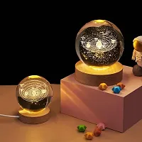 RAJA DHIRAJ 3D Planet Crystal Ball,3D Crystal Ball Night Lamp,Romantic Universe Planet Sphere with Wood LED Light Base Kid Education Decorative Glass Ball-thumb3