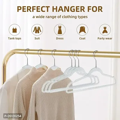 RAJA DHIRAJ Clear Acrylic Plastic Glitter Coat Hanger Bling Space Saving Suit Hangers Heavy Duty Clothes Hanger with Swivel Hook Non Slip Notches for Adult Closet-thumb5