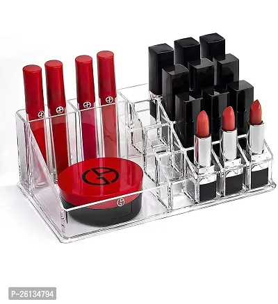 TAKSH ENTERPRISE 16 Compartment Cosmetic Makeup Jewelry Acrylic Lipstick Storage Organizer Box Lipstick and Nail Paint Stand Holder-thumb3