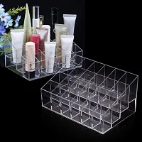 TAKSH ENTERPRISE (24 Lipstick Stand Cross) 24 Grid Squares Trapezoid Holder Lipstick Lip Gloss Nail Polish Shelf Stand Case Organizer Cosmetic Shelf Tool Lipstick Holder Case Acrylic Material Box-thumb2