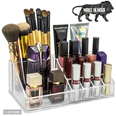 RD a Dhiraj 16 Compartment Cosmetic Makeup Jewellery Lipstick Storage Organizer Holder Box, 21.2L x 12.5W x 7.8H, Transparent