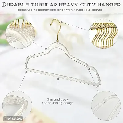 RAJA DHIRAJ Clear Acrylic Plastic Glitter Coat Hanger Bling Space Saving Suit Hangers Heavy Duty Clothes Hanger with Swivel Hook Non Slip Notches for Adult Closet-thumb3