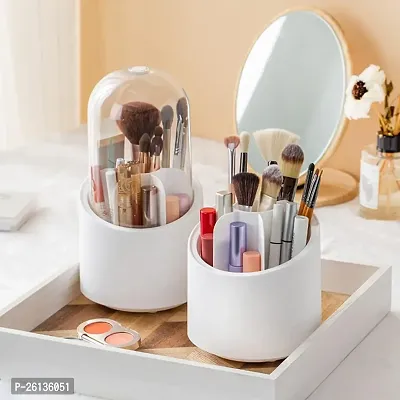 RAJA DHIRAJ 360? Rotating Makeup Brush Holders Organizer Transparent Makeup Brush Box with Lid Dust proof Vanity Desktop Bathroom Counter top Acrylic Cover Cosmetic Accessories (Pack of 1)