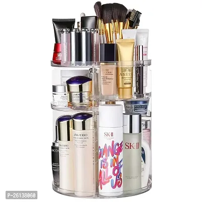 RAJA DHIRAJ 360 Rotating Makeup Organizer, Acrylic DIY Adjustable Bathroom Makeup Carousel Spinning Holder Rack, Large Capacity Cosmetics Storage Box Vanity Countertop