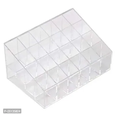 TAKSH ENTERPRISE (24 Lipstick Stand Cross) 24 Grid Squares Trapezoid Holder Lipstick Lip Gloss Nail Polish Shelf Stand Case Organizer Cosmetic Shelf Tool Lipstick Holder Case Acrylic Material Box