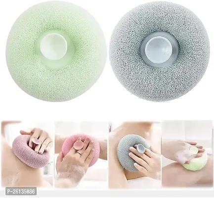 RAJA DHIRAJ Bath Sponge Cleaning Brush Super Soft Exfoliating Bath Sponge Cleaning Brush, Massage Bath Sponge Ball with Suction Cup for Women Men (Multicolour) (PACK OF 2)-thumb0