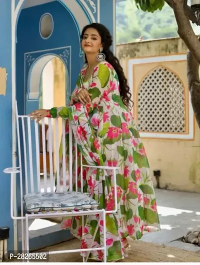 Partywear wear Designer Printed Heavy Silk Kurta with Dupattas set for Women-thumb0