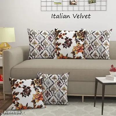 Vivan TRADING Heavy Velvet Floral Cushion Covers, Size - (16 x 16) (Grey 05)