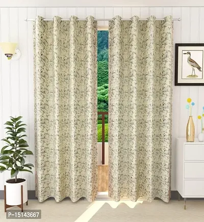 Vivan TRADING Velvet Window Curtain 5 feet Set of 2|Heavy Abstract Premium Curtains(Cream)