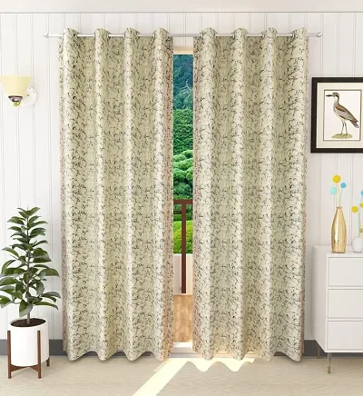 Vivan TRADING Velvet Window Curtain 5 feet Set of 2|Heavy Abstract Premium Curtains(Cream)