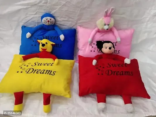 Vivan TRADING Kids Pillow for Kids Soft Fiber Cushion Cartoon Shape Adjustable Pillow 12x18 Inches Red-thumb2