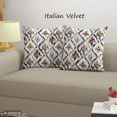 Vivan TRADING Heavy Velvet Floral Cushion Covers, Size - (16 x 16) (Grey 02)-thumb0