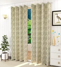 Vivan TRADING Velvet Window Curtain 5 feet Set of 2|Heavy Abstract Premium Curtains(Cream)-thumb3