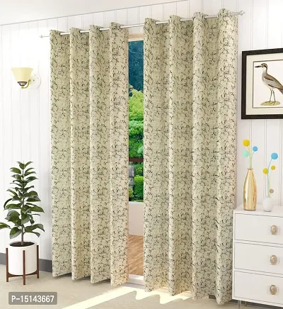 Vivan TRADING Velvet Window Curtain 5 feet Set of 2|Heavy Abstract Premium Curtains(Cream)-thumb4