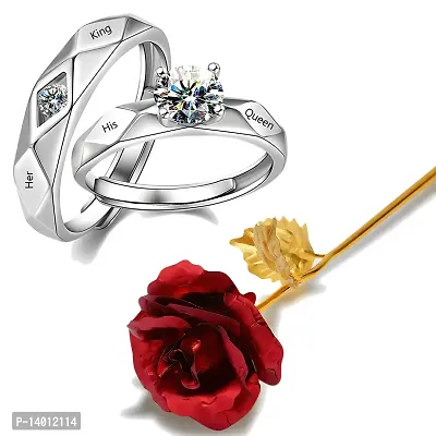 LaraFashion Couple Rings for Girlfriend Boyfriend, Valentine Gift King  Queen Ring Combo Sterling Silver Sterling Silver Plated Ring Set - Price  History