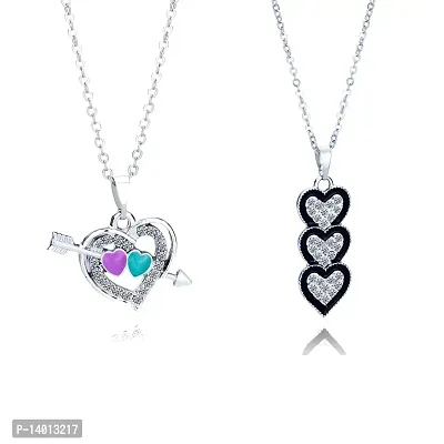 Buy Fashion Frill Exclusive Heart Silver Chain Pendant For Women