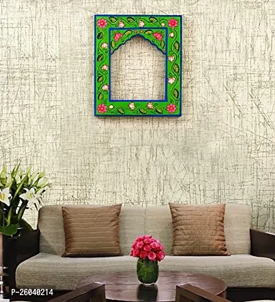 DESERT ART Mdf Handpainted Rectangle Green Colour Frame