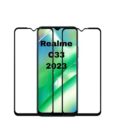 Pikka Tempered Glass For Realme C33 2023 Screen Protector Edge to Edge Coverage with 11D HD Clearances Tempered Glass REALME C33 2023 (Pack of 2)