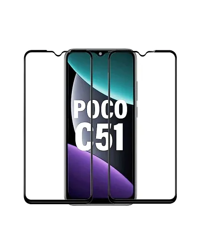 Pikka Tempered Glass For Poco C51 Screen Protector Edge to Edge Coverage with 11D HD Clearance Tempered Glass POCO C51 (Pack of 2)
