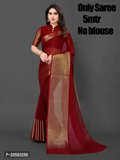 Fancy Chiffon Saree With Blouse Piece For Women-thumb0