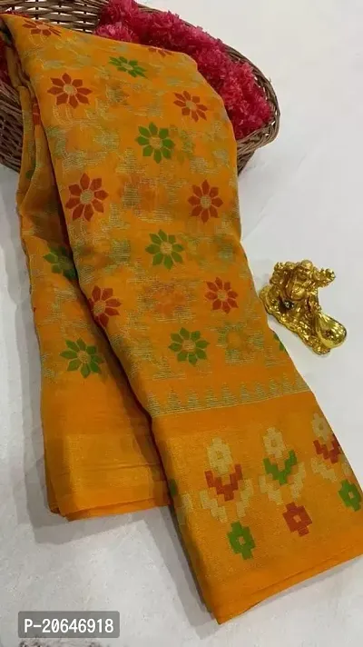 Beautiful Cotton Mustard Saree with Blouse piece